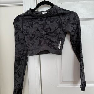 Gymshark Black and Gray Long Sleeve Fitted Bodysuit